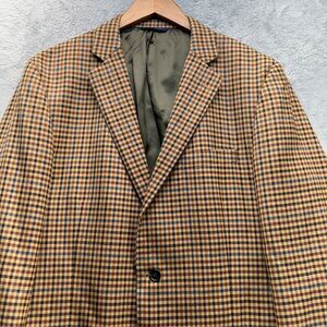 Brooks Brothers Wool Sport Coat Mens 44R Brown Linen Check Regent Fit 2 Button